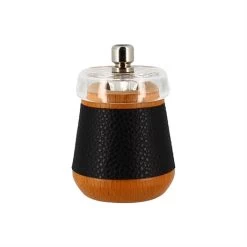 Moulin à Poivre En Bois Effet Cuir Noir