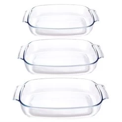 Set De 3 Plats à Four Rectangulaires En Verre Borosilicate