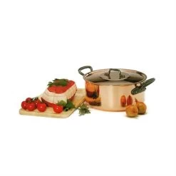 Faitout Avec Couvercle En Cuivre Massif 24 Cm -Fine Kitchenware 26305 1 2 Faitout avec couvercle en cuivre massif 24 cm Baumalu