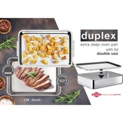 Plat à Four Inox Extra Profond Avec Couvercle Duplex -Fine Kitchenware 371003 4 1 Plat a four Inox extra profond avec couvercle Duplex Inoxriv