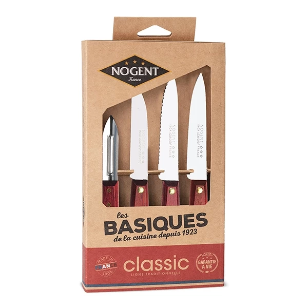 Coffret 3 Couteaux D’office Et 1 éplucheur Kraft Classic Bois Merisier 3 Coffret 3 Couteaux D’office Et 1 éplucheur Kraft Classic Bois Merisier